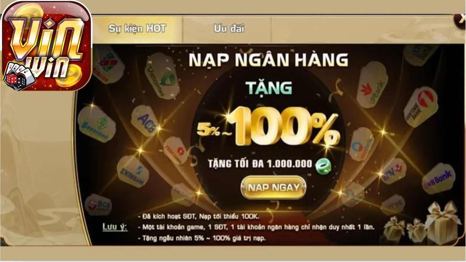 Nạp tiền vào Vinwin để tối ưu hóa trải nghiệm chơi game